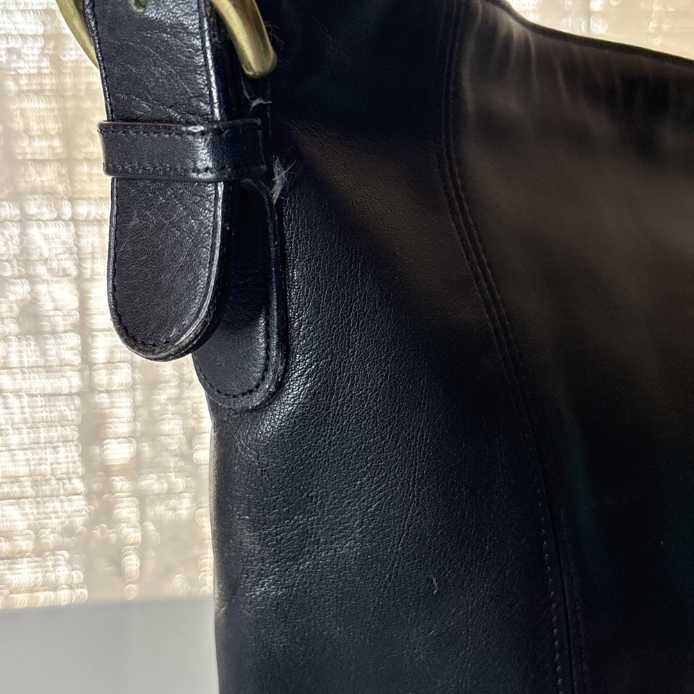 Vintage COACH Black Leather, Monterey Hobo Shoulder Bucket Bag, 90s USA - Picture 7 of 16